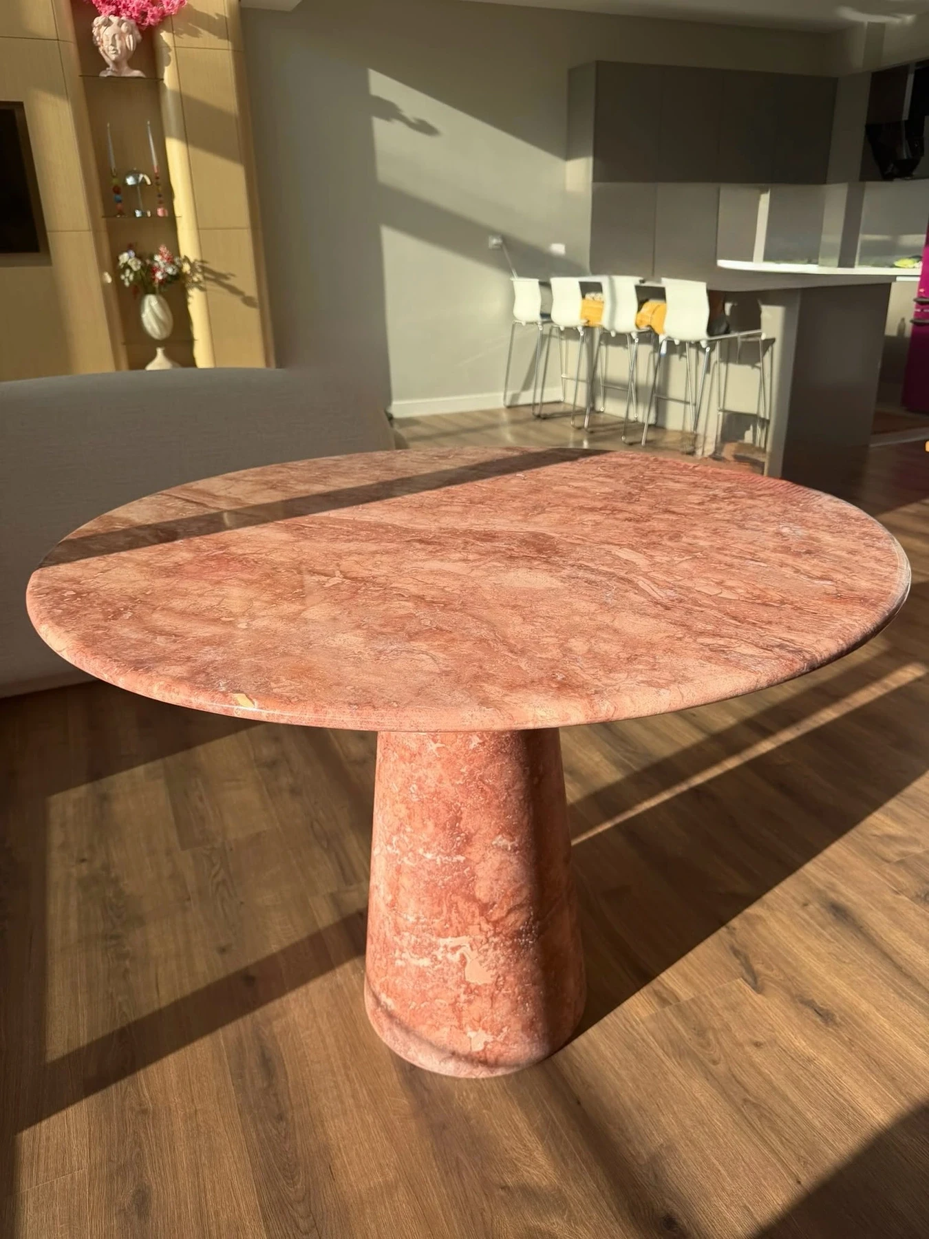 Pink Travertine customer photo: Limyra Dining Table