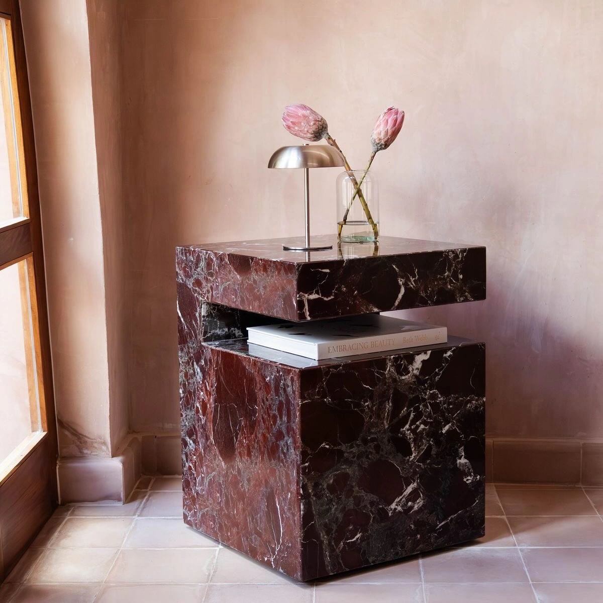 Rosso Levanto marble side table – view 06